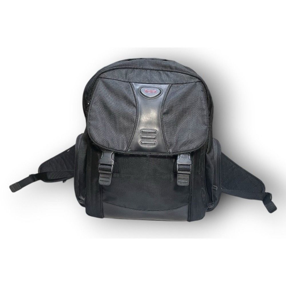 TUMI T2 Laptop Backpack. Ballistic Nylon & Leather 18"x14" Black Used